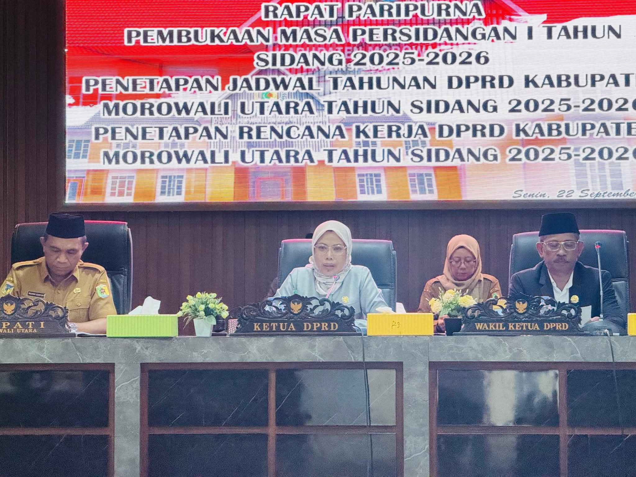 Rapat Paripurna DPRD Morowali Utara 2025-2026 Ketua DPRD Morowali Utara pimpin rapat paripurna pembukaan masa sidang I tahun 2025-2026