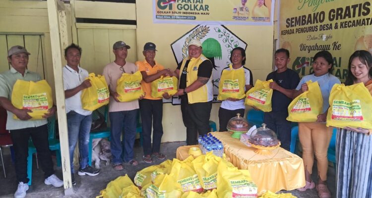 HUT ke-61 Partai Golkar di Morut, 165 Paket Sembako Dibagikan